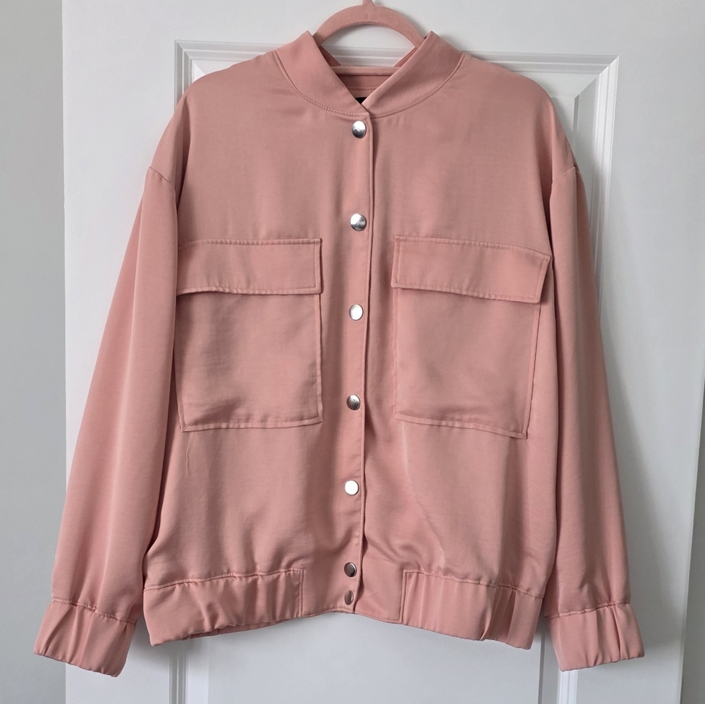 Express satin Blush pink Bomber jacket, size L